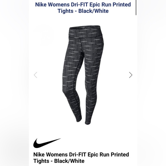 Nike womens Epic Run Printed Tights black/white size XS - Picture 1 of 3